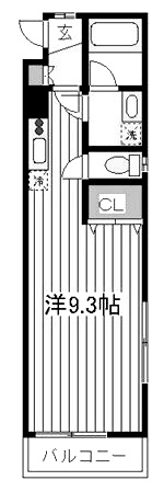 パーシモン千石 5階 1Rの間取り