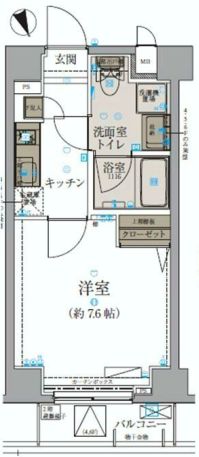 リヴシティ本郷 3階 1Kの間取り