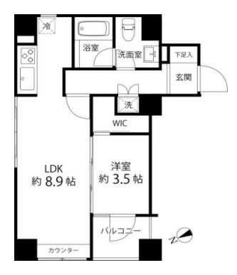 ハイリーフ上野 4階 1LDKの間取り