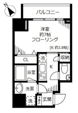 ファインクレスト護国寺 5階 1Kの間取り