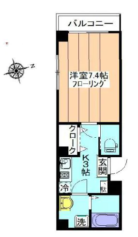 エクセル文京千駄木 2階 1Kの間取り