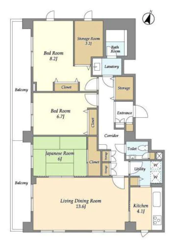 カーサグランデ本郷 8階 3SLDKの間取り