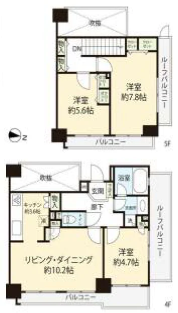 セレナハイム小石川西館 4階 3LDKの間取り