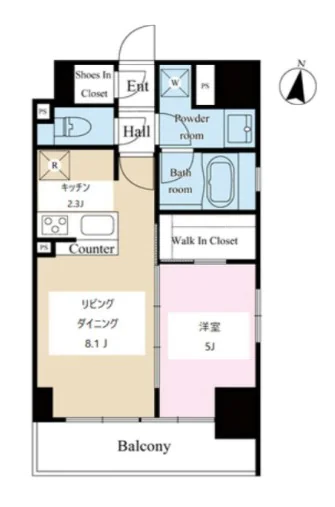 テラス文京本郷 3階 1LDKの間取り