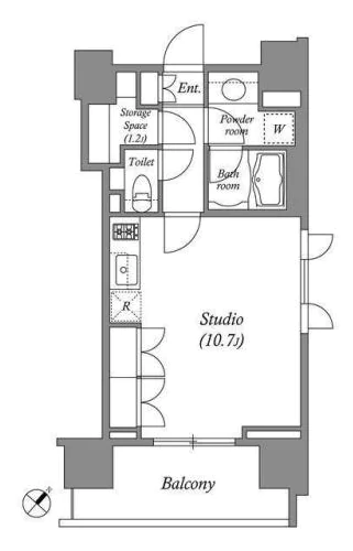 オーパスホームズ千駄木 6階 1Rの間取り