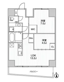 ALTERNA文京湯島 14階 2LDKの間取り