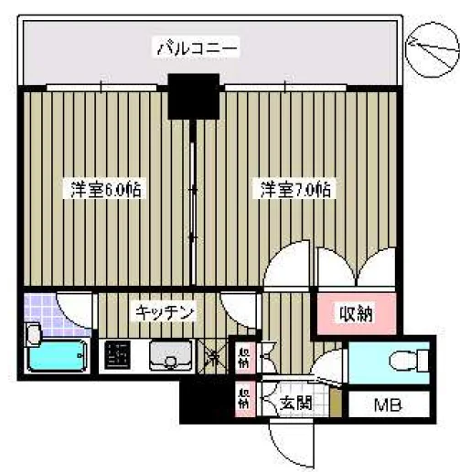 ラ・ネージュ小石川 2階 2Kの間取り