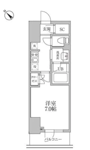レジディア文京本郷Ⅲ 3階 1Kの間取り