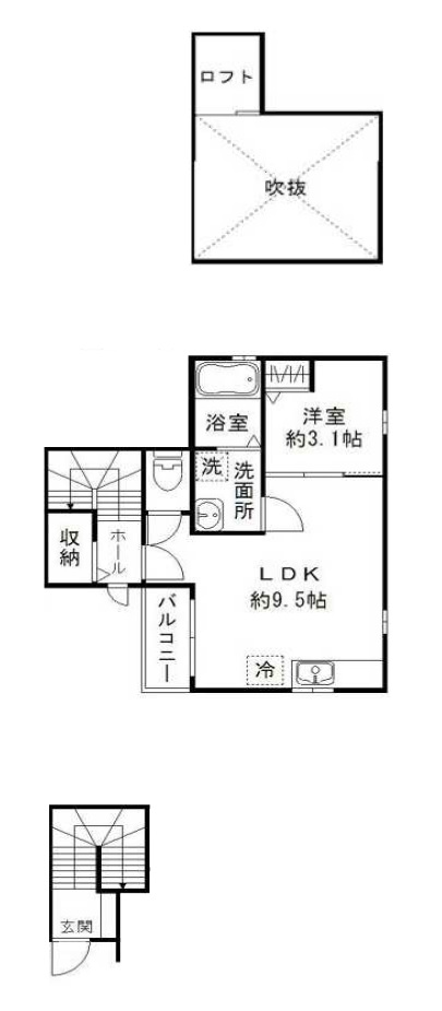 アル・ソーレ 2階 1LDKの間取り