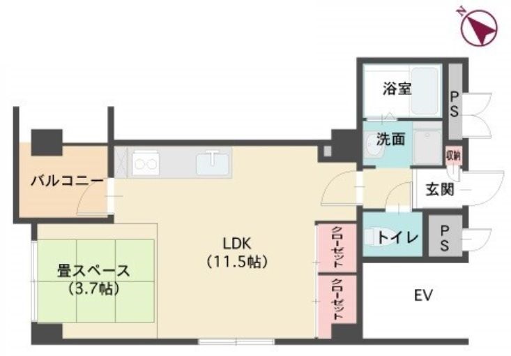 びらしんび 3階 1LDKの間取り