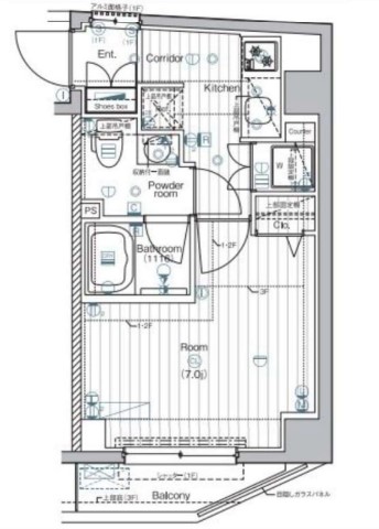 PREMIUM CUBE 文京江戸川橋 #mo 3階 1Kの間取り