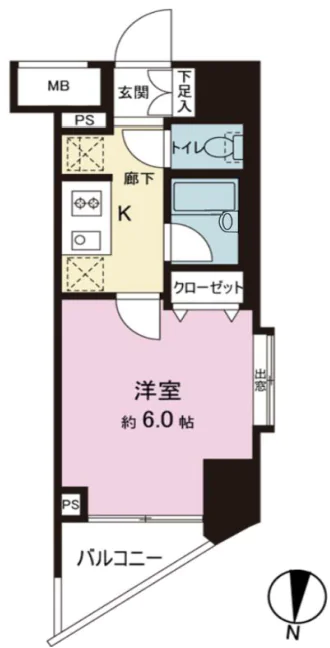 文京春日プラッツ 7階 1Kの間取り