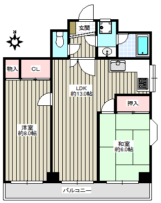 CASA MAEJIMA 4階 2LDKの間取り