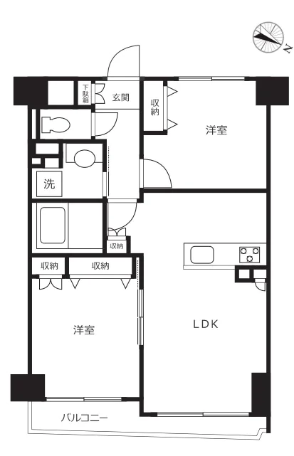 シーアイマンション本郷向丘 6階 2LDKの間取り