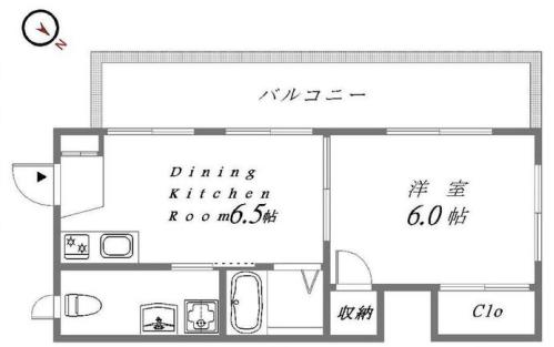 金井ビル 3階 1DKの間取り