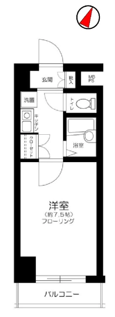エクセリア文京池之端 3階 1Kの間取り