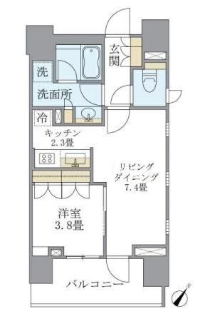 LaSante千駄木 5階 1LDKの間取り