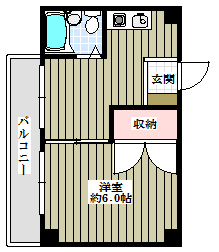 ハイネスアライ 2階 1Kの間取り