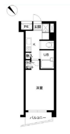 スカイコート目白台 4階 1Kの間取り