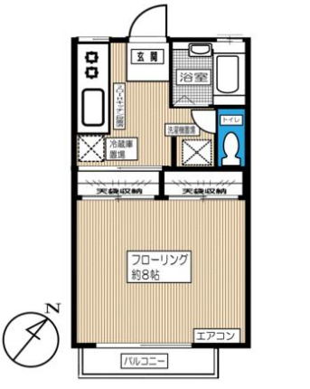 コーポウィスタリア 2階 1Kの間取り