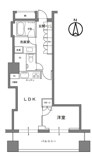 アトラスタワー小石川 2階 1LDKの間取り