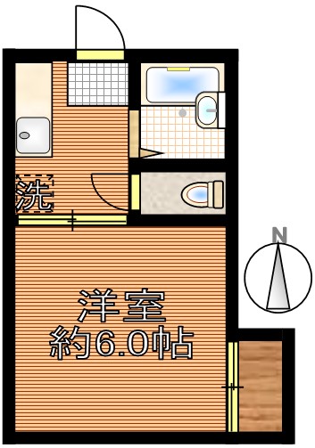 メゾンファイブ 2階 1Kの間取り