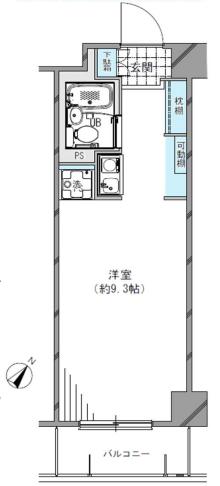 エストレーヴ文京神楽坂 3階 1Rの間取り