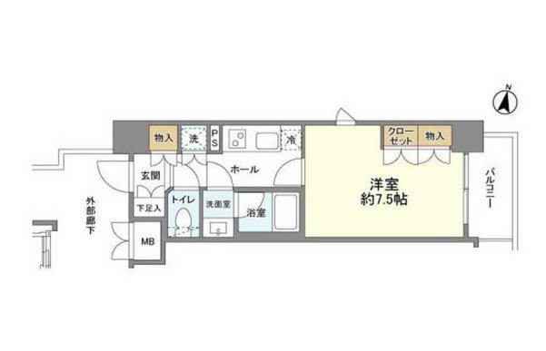 クオリア小石川 8階 1Kの間取り