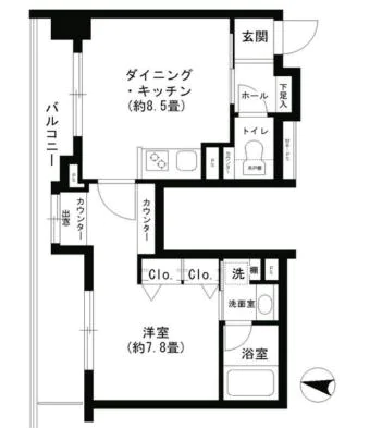 クリオ文京小石川　 14階 1DKの間取り