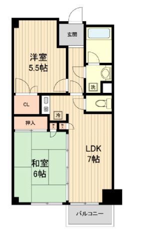 アーバンコートサカスⅢ 1階 2LDKの間取り