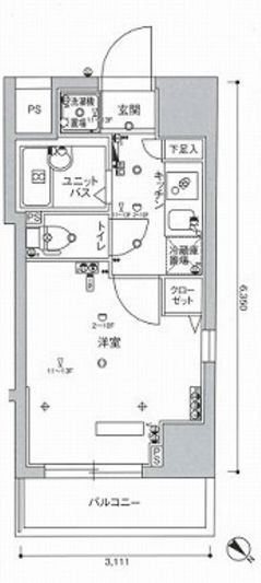 スカイコート本郷東大前弐番館 6階 1Kの間取り