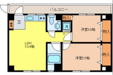 グランジール西片 3階 2LDKの間取り