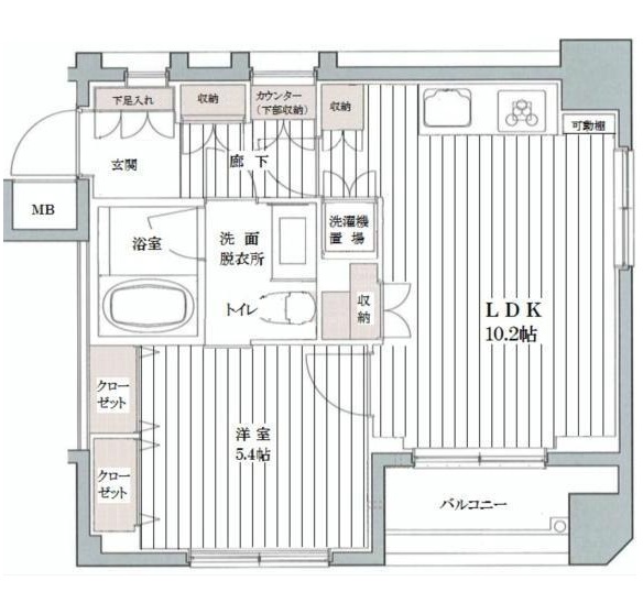 ジュイール文京白山 5階 1LDKの間取り