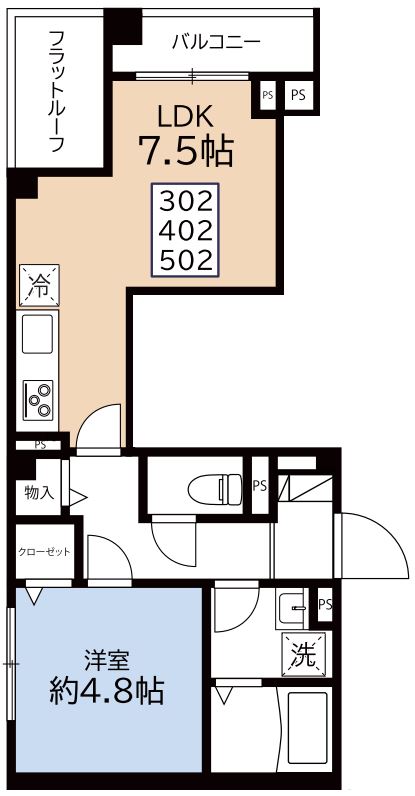 (仮称)田端新町1丁目Project 5階 1LDKの間取り