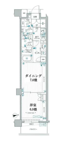 パレステージ文京江戸川橋 2階 1DKの間取り