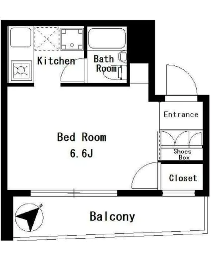 【分譲マンション】エクセリア後楽園 7階 1Kの間取り