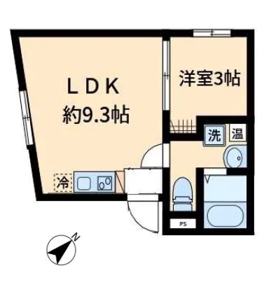 Omoci de Sengoku 5階 1LDKの間取り
