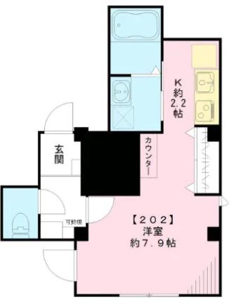 ラシーネ・テラス文京千駄木 2階 1Kの間取り