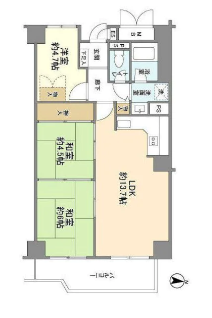 本郷壱岐坂ハイツ 3階 3LDKの間取り