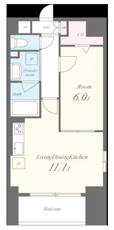 福信館 8階 1LDKの間取り