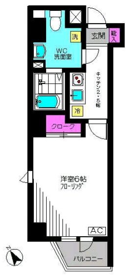 モトパーク御茶ノ水 5階 1Kの間取り