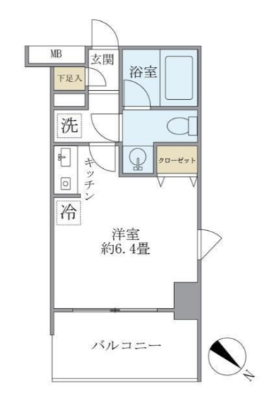 エコロジー白山レジデンス 4階 1Kの間取り