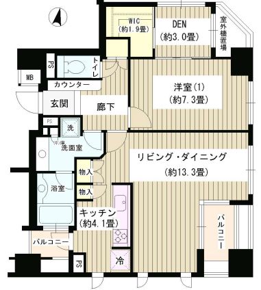 パークホームズ文京白山 9階 1SLDKの間取り
