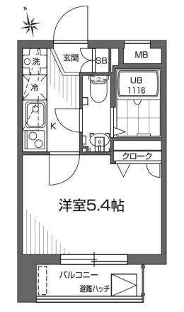 グランアセット早稲田 7階 1Kの間取り