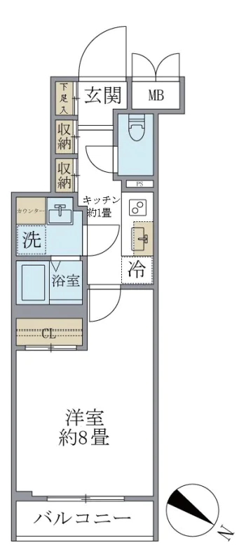 【新築】ビューテラス茗荷谷 1階 1Kの間取り