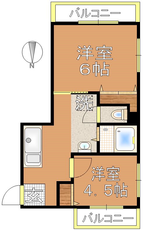 金井ハイツ 4階 2Kの間取り