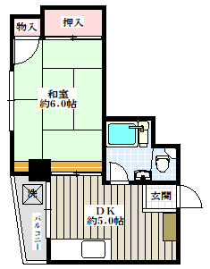 第５文成パレス 4階 1DKの間取り