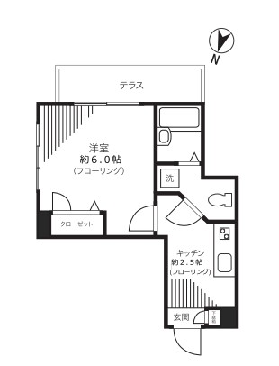 カーザミーア【CASA MIA】 1階 1Kの間取り