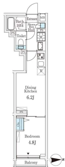 ロスアルコス千駄木 3階 1DKの間取り
