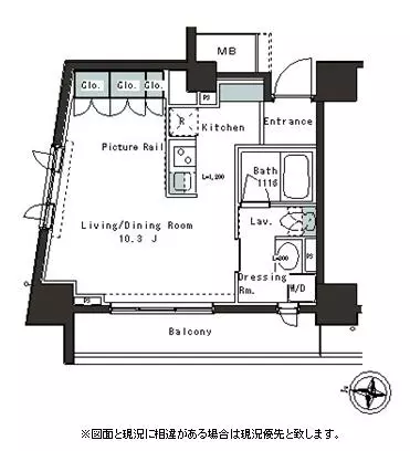 パークアクシス本郷の杜 7階 1Kの間取り
